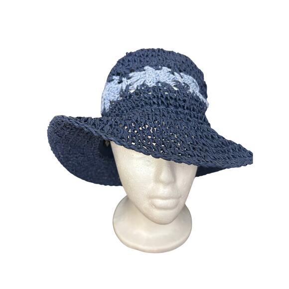 NWT Paper Yarn Packable Sun‎ Bucket Hat Navy OS - Picture 1 of 9